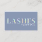 Elegant Blauw Holografisch Lash Technicus Visitekaartje (Voorkant)