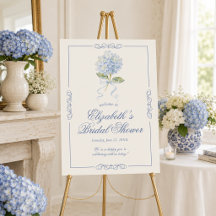 Elegant Blauw Hortensia Bruidsdouche Welkomstbord