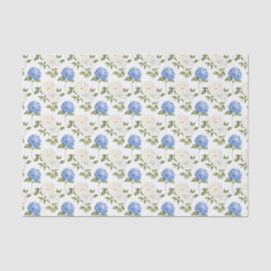 Elegant blauw Hydragea bloemen patroon Tissuepapier