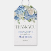 Elegant Blauw Hydrangea Bloemen Bruiloft Dank u Cadeaulabel (Voorkant)