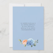 Elegant Blauw Hydrangea Blush Rozen Bloemenbruilof Save The Date (Achterkant)