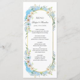Elegant Blauw Hydrangea Bruiloft Menu