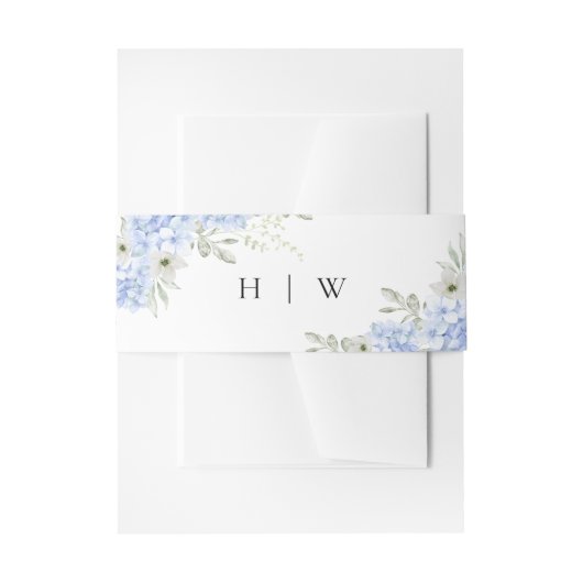 Elegant Blauw Hydrangea Bruiloft Uitnodigingen Wikkel (Voorkant Voorbeeld)