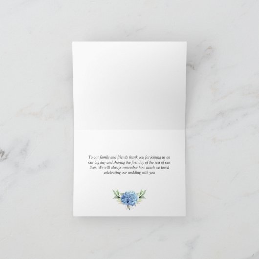 Elegant Blauw Hydrangea Eucalyptus Bloemen Eenvoud Bedankkaart (Binnen)