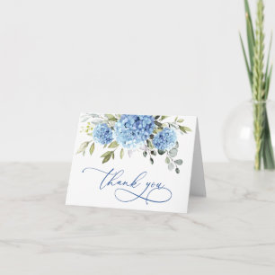 Elegant Blauw Hydrangea Eucalyptus Bloemen Eenvoud Bedankkaart