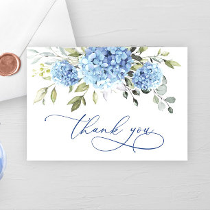 Elegant Blauw Hydrangea Eucalyptus Bloemen Eenvoud Bedankkaart