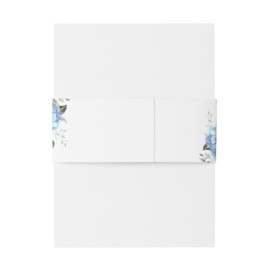 Elegant Blauw Hydrangea Eucalyptus Bloemenbruiloft Uitnodigingen Wikkel (Achterkant Voorbeeld)