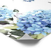 Elegant Blauw Hydrangea Eucalyptus Bruiloft Welkom Poster (Hoek)