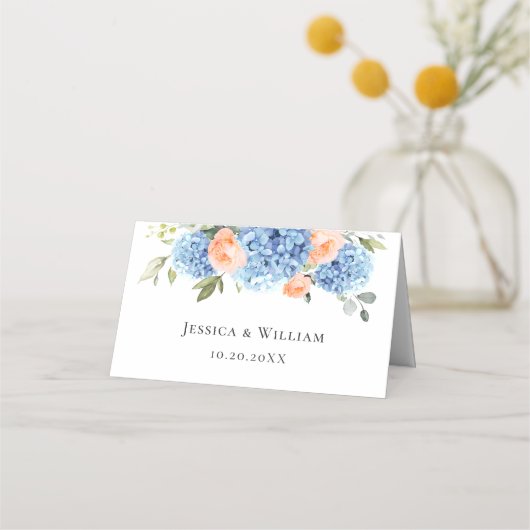 Elegant Blauw Hydrangea Roze Blush Rozen (Achterkant)