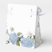 Elegant Blauw Hydrangea Witte Rozen Bloemen Bruilo Bedankdoosjes (Achterkant)
