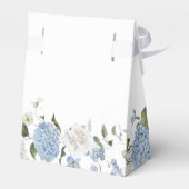 Elegant Blauw Hydrangea Witte Rozen Bloemen Bruilo Bedankdoosjes (Achterkant)