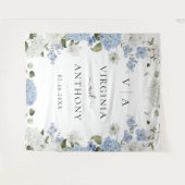 Elegant Blauw Hydrangea Witte Rozen Bloemen Bruilo Wandkleed (Voorkant (horizontaal))