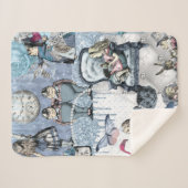 Elegant blauw ijs Alice in Wonderland Sherpa Deken (Voorkant (horizontaal))