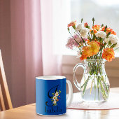 Elegant blauw initiaal florale Mok