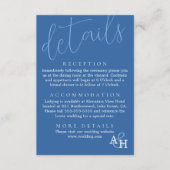 Elegant Blauw Kalligrafie Script Bruiloft RSVP Kaa Informatiekaartje (Voorkant)