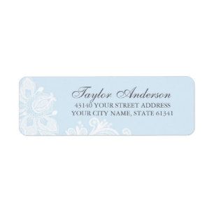 Elegant Blauw Kant Retour Adreslabel Etiket