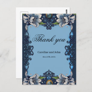 Elegant blauw Keltisch ontwerp Briefkaart