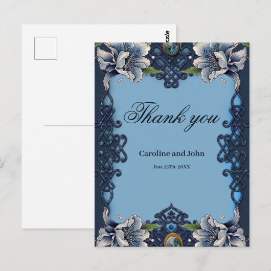 Elegant blauw Keltisch ontwerp Briefkaart (Voorkant / Achterkant)