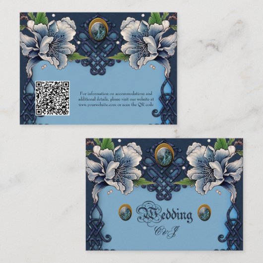 Elegant blauw Keltisch ontwerp Informatiekaartje (Voorkant / Achterkant)