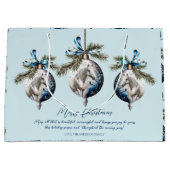 Elegant blauw Kerstmis wit paard citaat Groot Cadeauzakje (Voorkant)