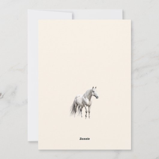 Elegant blauw Kerstmis wit paard ruitersport Feestdagenkaart (Achterkant)