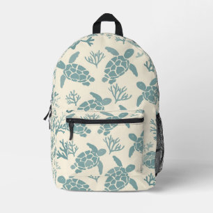 Elegant blauw koraal oceaan patroon bedrukte rugzak