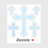 Elegant blauw kruis stickers, vel van vijf sticker (Vel)