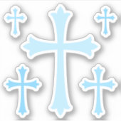 Elegant blauw kruis stickers, vel van vijf sticker (Voorkant)