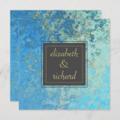 Elegant Blauw Kwarts Bruiloft Kaart (Voorkant / Achterkant)