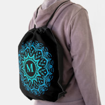 Elegant Blauw Mandala Monogram Terug naar School