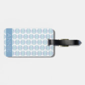 Elegant Blauw Mandala Patroon op Witte Naam Bagagelabel (Achterkant horizontaal)