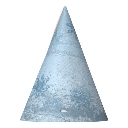 Elegant blauw marmer glitter sneeuwvlokpatroon feesthoedjes (Links)