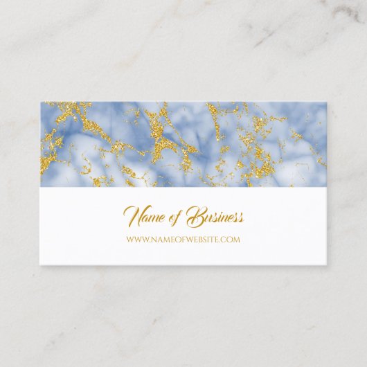 Elegant blauw marmer met faux gouden glitter visitekaartje (Voorkant)