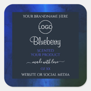 Elegant blauw marmerpatroon Etiket Logo toevoegen