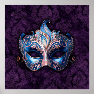 Elegant Blauw Masker Poster
