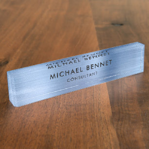 Elegant Blauw Metallic Zakelijk Naambordje
