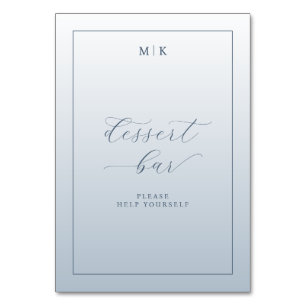 Elegant blauw minimalistisch dessertbar-aanplakbor kaart