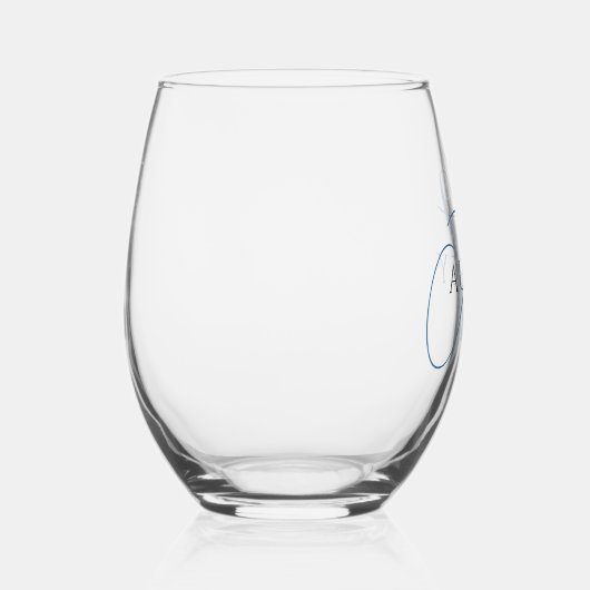 Elegant Blauw Monogram Drinkware Set Wijnglas Zonder Voet (Rechts)
