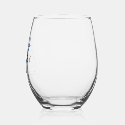 Elegant Blauw Monogram Drinkware Set Wijnglas Zonder Voet (Links)