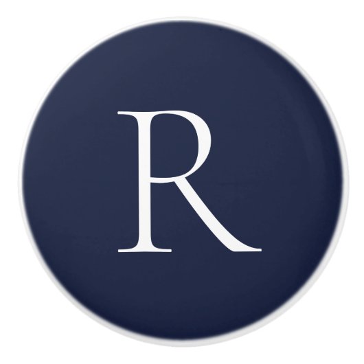 Elegant blauw monogram kabinet keramische knop (Voorkant)