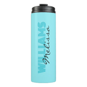 Elegant blauw monogram thermosbeker