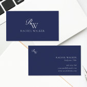 Elegant Blauw Monogram Visitekaartje