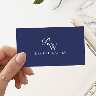 Elegant Blauw Monogram Visitekaartje