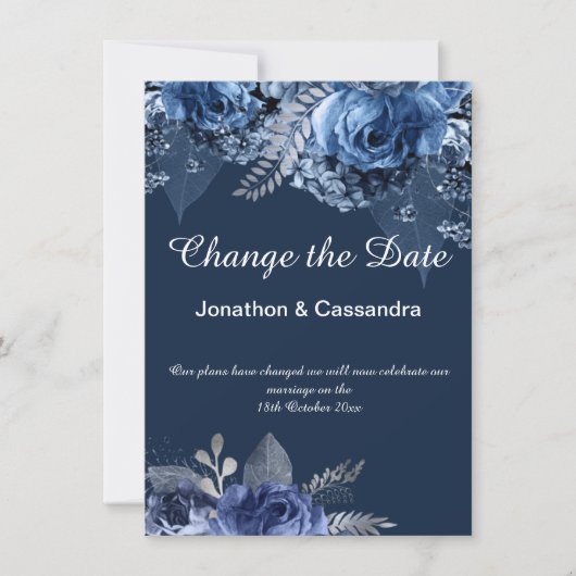 ELEGANT BLAUW NAVY FLORAL GRORDER VERANDERT DE DAT (Voorkant)