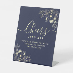 Elegant blauw openbar-teken reclamebord met voetstuk