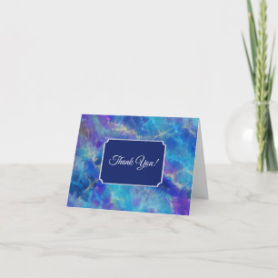 Elegant blauw, paars en goud marmerpatroon bedankkaart