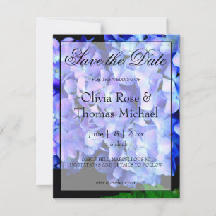 Elegant blauw paarse bloemen hortensia's save the date