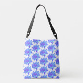 Elegant blauw paarse bloemenbloem crossbody tas (Achterkant)