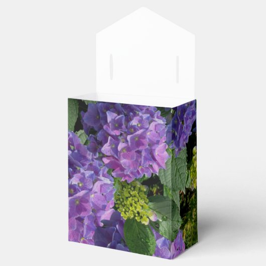 Elegant blauw paarse magenta groene bloemenhortens bedankdoosjes (Geopend)