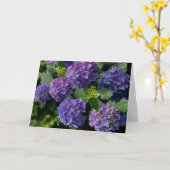 Elegant blauw paarse magenta groene bloemenhortens kaart (Gele Bloem)